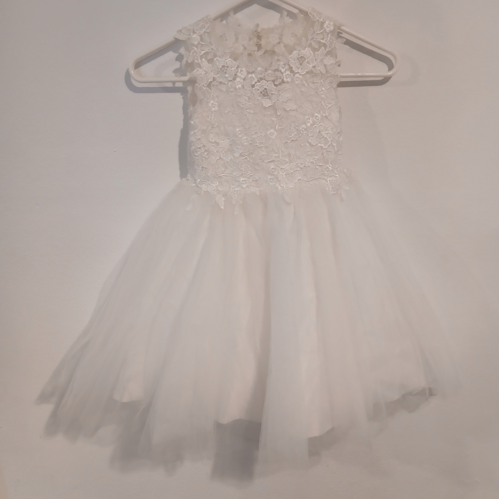 Elegant White Lace And Tulle Kids Dress- Flower Girl